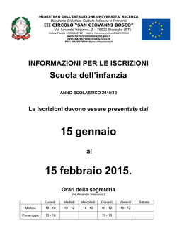 Note iscrizioni infanzia 15-16 - III Circolo Didattico Statale