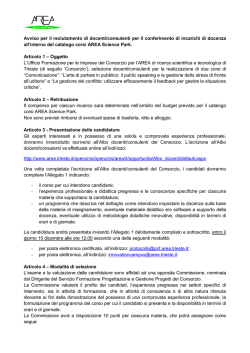 Avviso per il reclutamento di docenti/consulenti per il conferimento