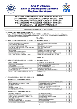 Comunicato Ufficiale n&deg; 21 del 19.02.2014