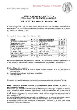 Verbale Luglio 2014 - Facoltà di Economia