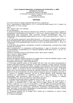 T.A.R. Campania Napoli Sez. V, Sentenza del 19-09-2014, n