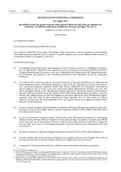 Decisione della Commissione Europea 2014/422/UE