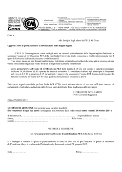 corso di INGLESE PET 2014