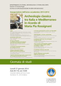 Archeologia classica tra Italia e Mediterraneo in ricordo di Maria Pia