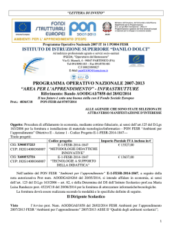 Avviso-Bando FESR-E1-2014-1847 - IISS Danilo Dolci di Partinico