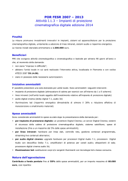 POR FESR 2007 &ndash; 2013 Attivit&agrave; I.1.3 &ndash; Impianti di