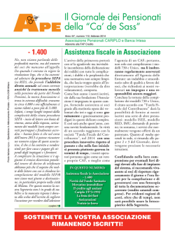 Numero febbraio 2014 - Associazione Pensionati Cariplo