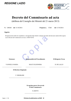 REGIONE LAZIO Decreto del Commissario ad acta