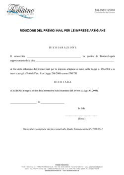 riduzione del premio inail per le imprese artigiane