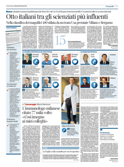 otto italiani tra gli scienziati pi&ugrave; influenti