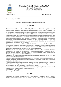Nomina Responsabile del Procedimento PUC e RUEC