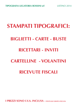 prezzario listino Tipografia Rossini 2014