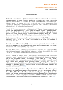 Nuove accessioni alla Biblioteca INEA