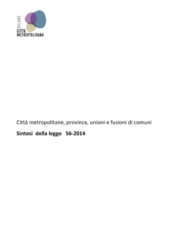 Sintesi della legge 56- 2014 Citt&agrave; Metropolitane