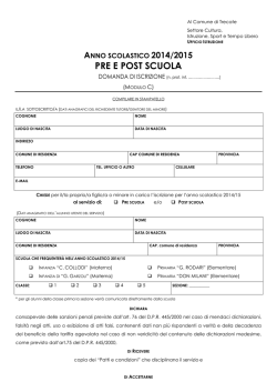 anno scolastico 2014/2015 pre e post scuola