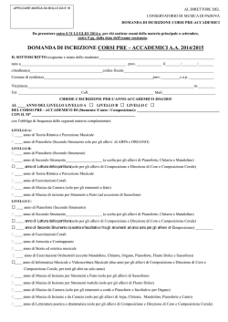 DOMANDA DI ISCRIZIONE CORSI PRE &ndash; ACCADEMICI