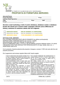 PROPOSTA DI FORNITURA SERVIZIO: