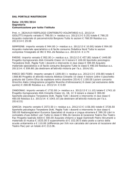 DAL PORTALE MASTERCOM Data: 19/09/2014 Segreteria