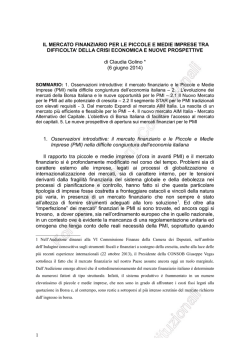 IL MERCATO FINANZIARIO PER LE PICCOLE E MEDIE IMPRESE TRA