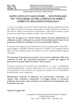 GEPIN CONTACT CASAVATORE &hellip; NON POSSIAMO PIU