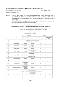 ALLEGATO A &ndash; PIANO DI MONITORAGGIO E DI CONTROLLO