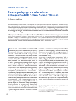 Ricerca pedagogica e valutazione della qualit&agrave;