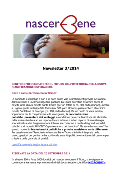 Newsletter 3/2014 - Associazione Nascere Bene Ticino