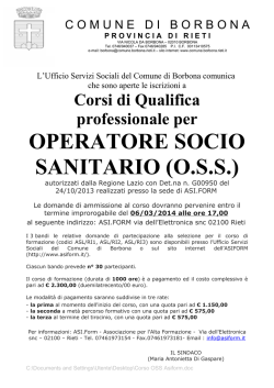 Avviso corso per OSS