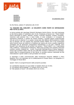 25 settembre 2014 Su Rai Storia, sabato 27 settembre alle 19.30 "IL