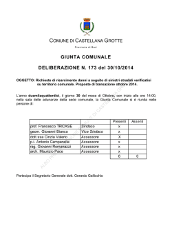 GIUNTA COMUNALE DELIBERAZIONE N. 173 del 30/10/2014