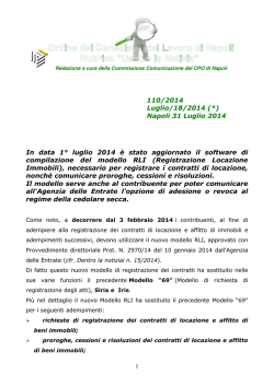 N&deg; 110/2014 - Ordine CDL Napoli