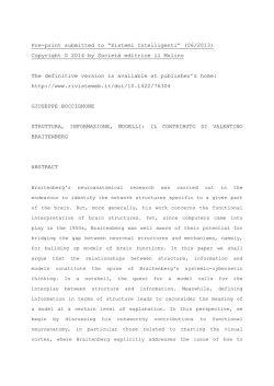 Pre-print submitted to &ldquo;Sistemi Intelligenti&rdquo; (06/2013