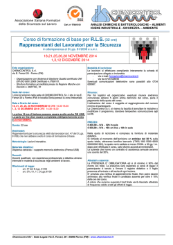 Corso di formazione di base per R.L.S. (32 ore