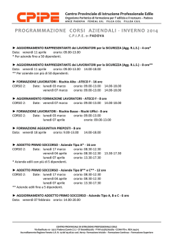 Programmazione corsi dal 5 febbraio