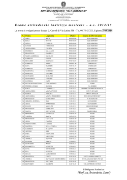 Calendario esame attitudinale indirizzo musicale &ndash; a.s. 2014/15