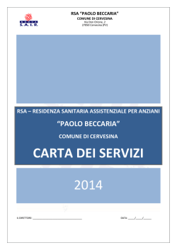 CARTA DEI SERVIZI 2014 - RSA Residenza Comunale Cervesina