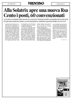 Alla Solatrix apre una nuova Rsa Cento i posti, 60 convenzionati