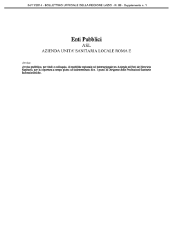 Avviso ASL RME - Regione Lazio