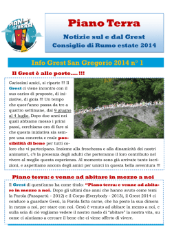 Info Grest 2014 N°1 - Parrocchia Consiglio di Rumo