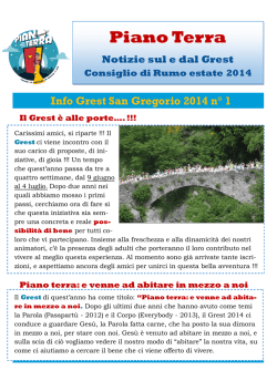 Info Grest 2014 N&deg;1 - Parrocchia Consiglio di Rumo