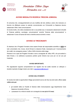 Newsletter Ufficio Stage - Ufficio Stage Comunicazione