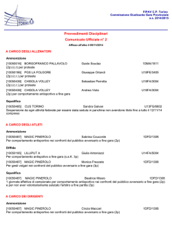 Provvedimenti Disciplinari Comunicato Ufficiale n° 2