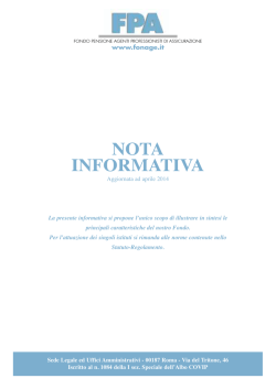 nota informativa 2014 - Fondo Pensione Agenti di Assicurazione