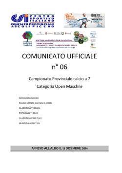 Comunicato Ufficiale n° 06 Campionato Nazionale calcio a 7 2014