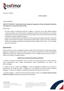 Nuova Operatività per delegazioni di pagamento