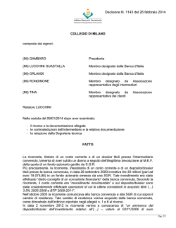 Decisione N. 1143 del 26 febbraio 2014