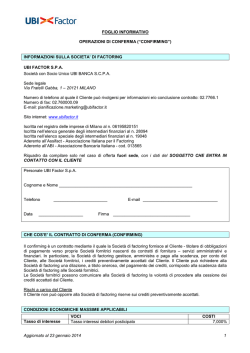 Foglio informativo CONFIRMING 23 01 2014