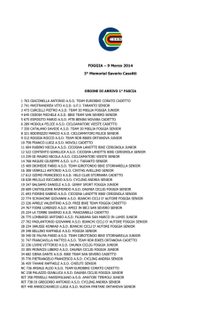 FOGGIA – 9 Marzo 2014 3° Memorial Saverio Cassitti