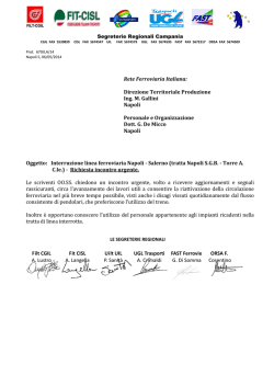 Richiesta incontro Interruzione Linea Napoli - Salerno