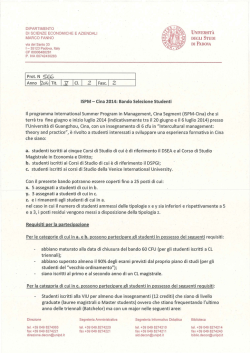 Bando - Economia - Universit&agrave; degli Studi di Padova